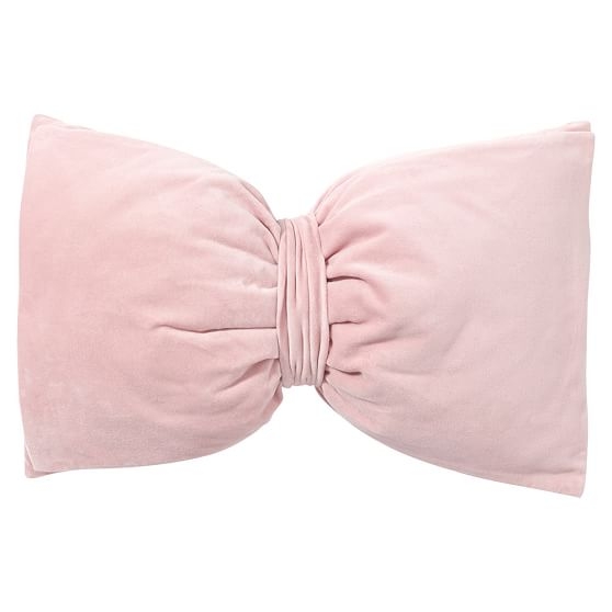 The Emily & Meritt Velvet Bow Pillows - Quartz Pink - 18" x 10.5" - Polyester fill - Image 0