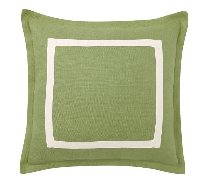 Textured Linen Frame Pillow Cover - Clover Green/Ivory - 20" square. - Insert Sold Separately - Image 0
