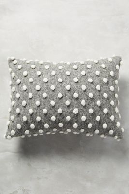 Woolen Pom Pillow - Grey - 14" x 20" - Polyfill insert - Image 0