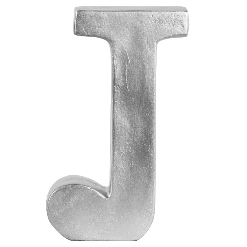 Fiber stone Alphabet Tabletop Decor "J" Letter Block - Bead Blasted Silver - Image 0