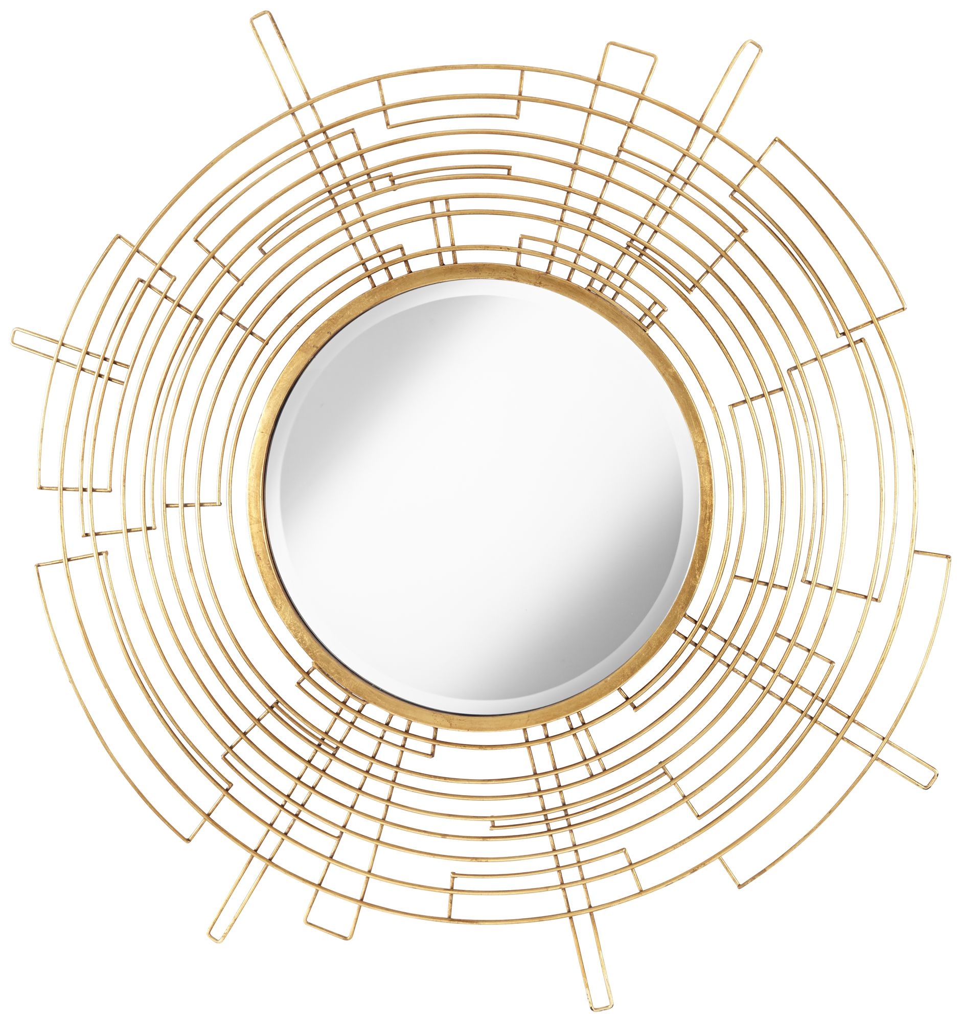 Vector Antiqued Gold 50" Round Openwork Wall Mirror - Image 0
