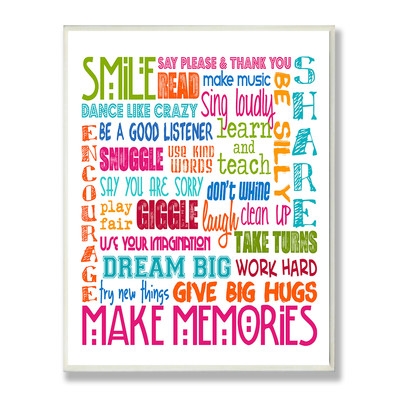 The Kids Room Smile Make Memories Rainbow Typography Wall Plaqueby Stupell Industries - Image 0
