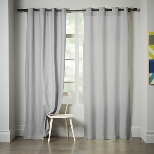 Linen Cotton Grommet Curtain - 84"L-Platinum - Image 0