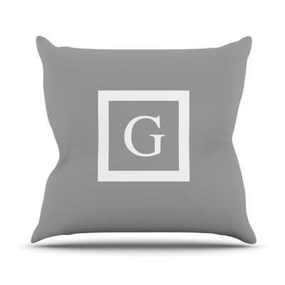 Monogram Solid Throw Pillow, 16" sq. grey, fill - Image 0