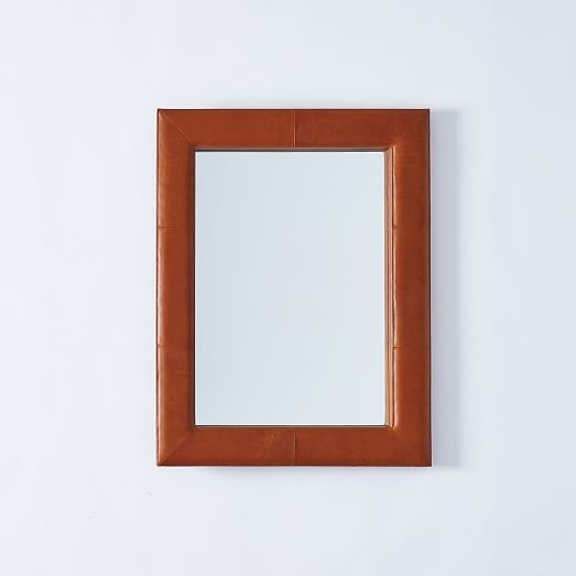 Upholstered Wall Mirror - Saddle Leather - Image 0