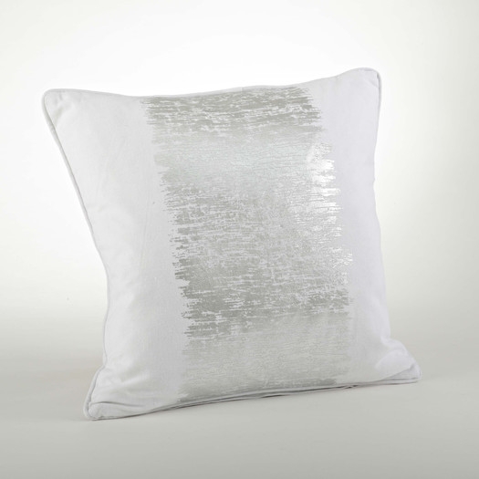 Agatha Metallic Banded Throw Pillow - Silver - 20" - Down/Feather Insert - Image 0