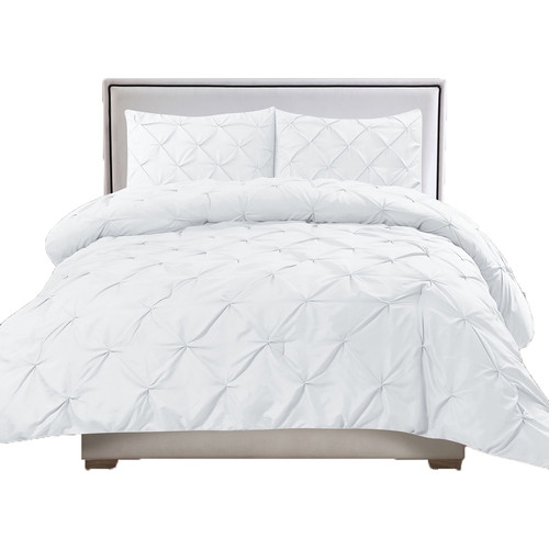 Luxurious Pinch Pleat 3 Piece Full/Queen Comforter Set - White - Image 0