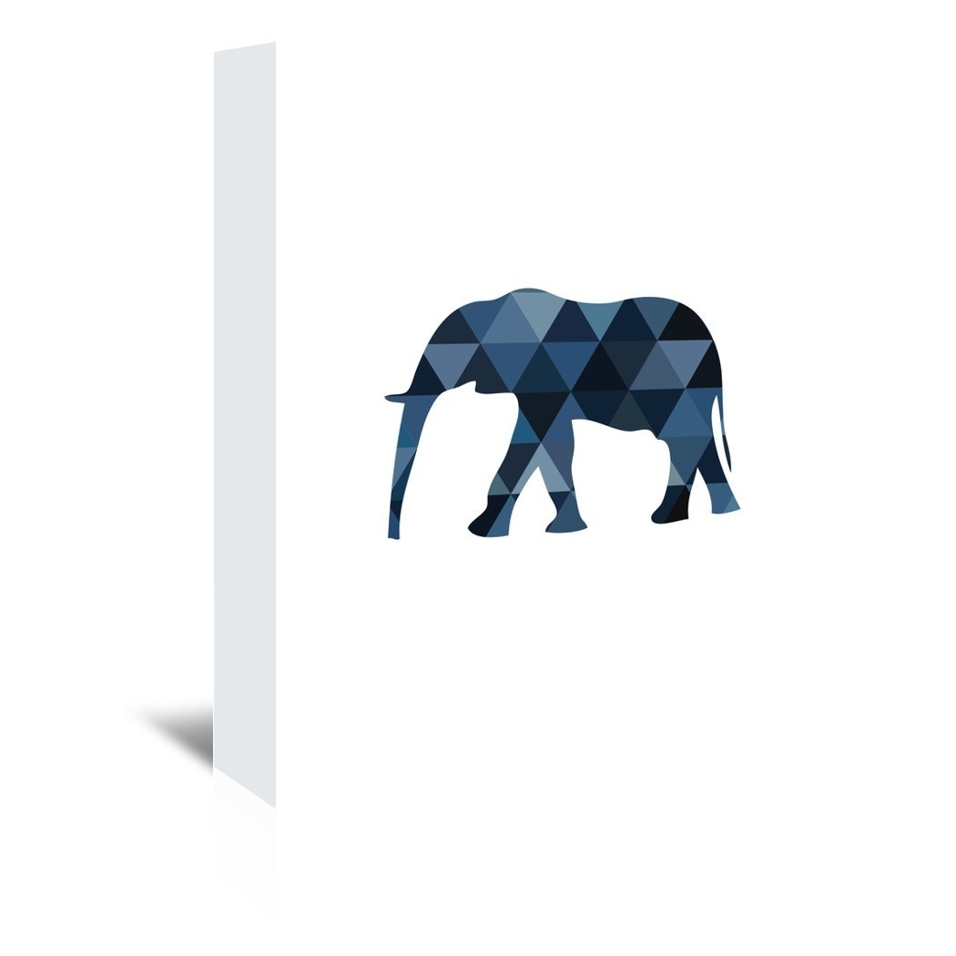 Navy Elephant Graphic Art on Wrapped Canvas - Image 0
