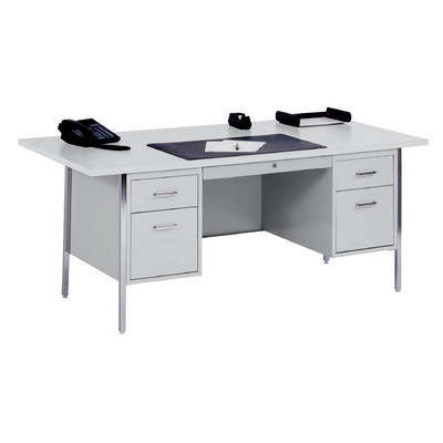 500 Series 29.5" Double Pedestal Desk - Gray/Gray - Image 0