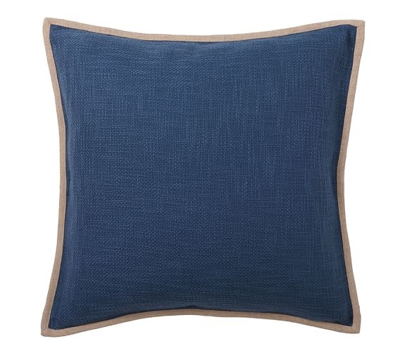 BASKETWEAVE PILLOW COVER - Blue jay - 20"Sq - Insert sold separately - Image 0