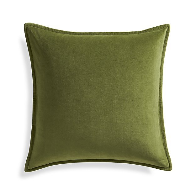 Brenner Leaf Green 20" Velvet Pillow with Feather-Down Insert - Image 0