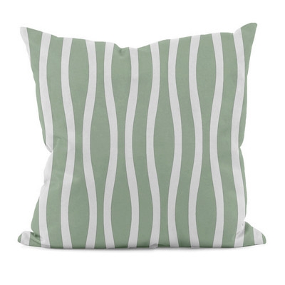 Wavy Stripe Down Throw Pillow - 18 x 18- Margarita Green- Polyfill - Image 0