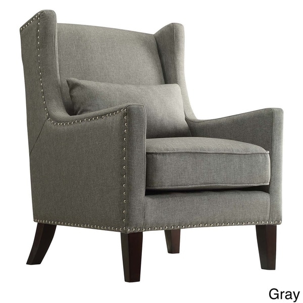 Henry Wingback Nailhead Upholstered Club Chair - Grey - Image 0