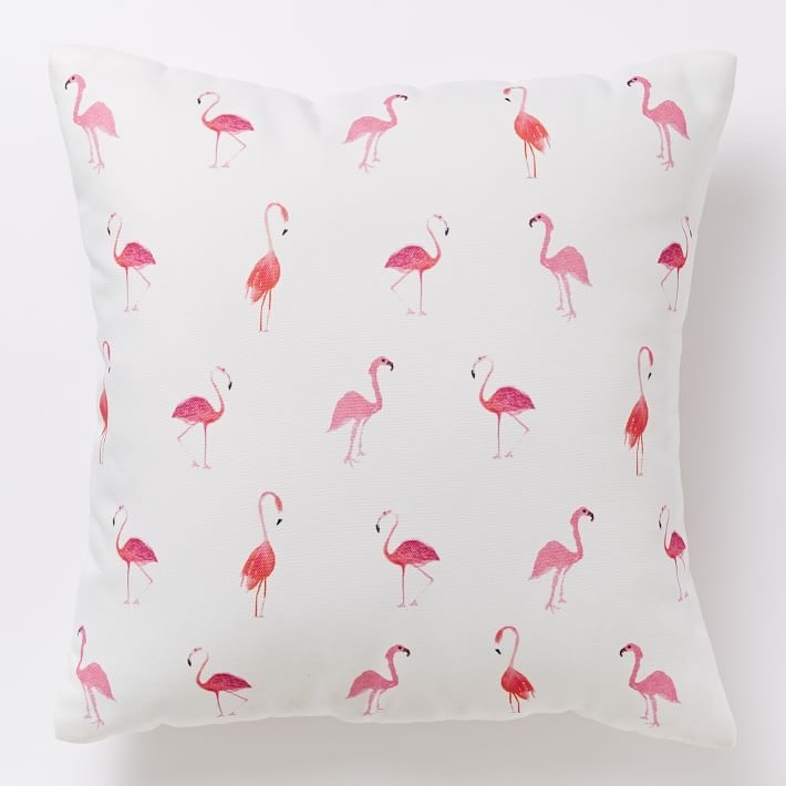 Outdoor Flamingo Pillow - Pink - 16"sq with Insert - Image 0