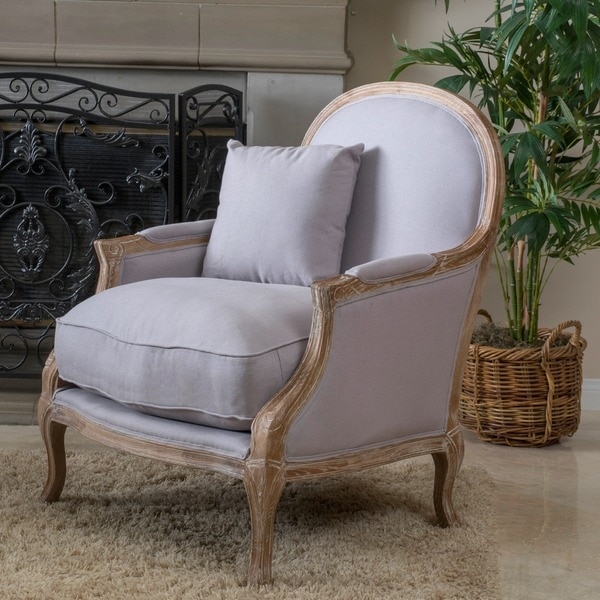 Christopher Knight Home MacArthur Weathered Oak Natural Fabric Arm Chair - Image 0
