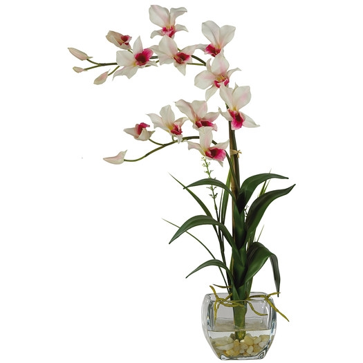 Silk Dendobrium Flowers with Vase - Image 0