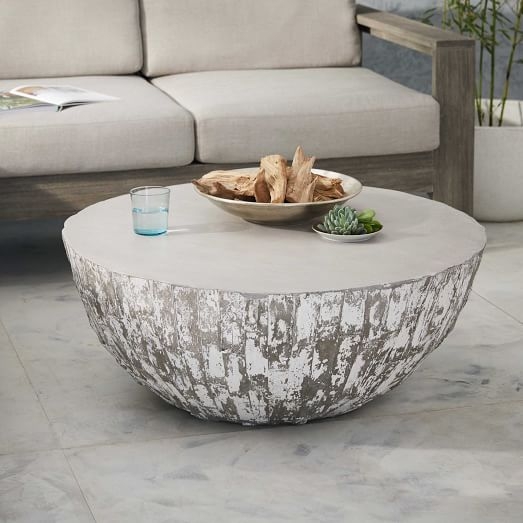 Sculpted Concrete Drum Coffee Table - Image 0