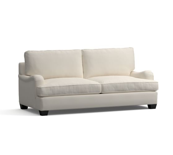 PB Comfort English Roll Arm Upholstered Sofa - Twill, Cream - Image 0