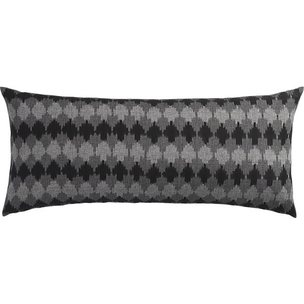 ikat black and grey 36"x16" pillow with down-alternative insert - Image 0