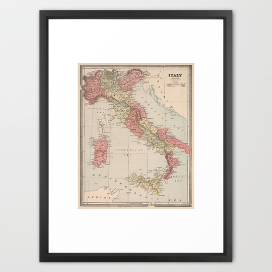 Vintage Map of Italy (1883) - Image 0