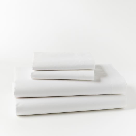 400-Thread-Count Organic Cotton Percale Sheet Set - Queen - White - Image 0