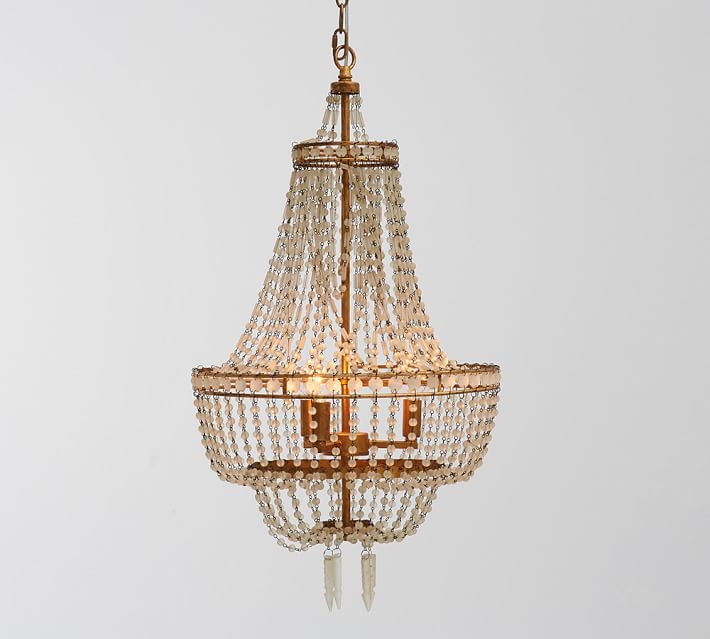 TARYN CHANDELIER, GOLD & FROSTED GLASS - Image 0
