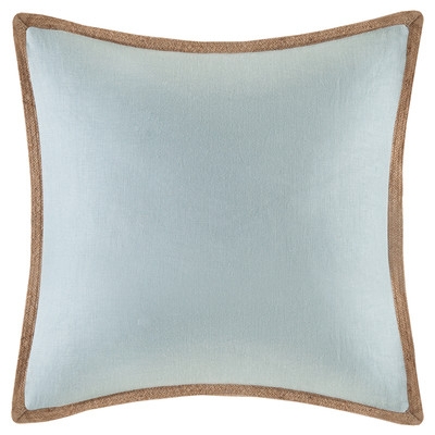 Trim Linen Throw Pillow- 20" H x 20" W- Blue- Down/Feather fill insert - Image 0