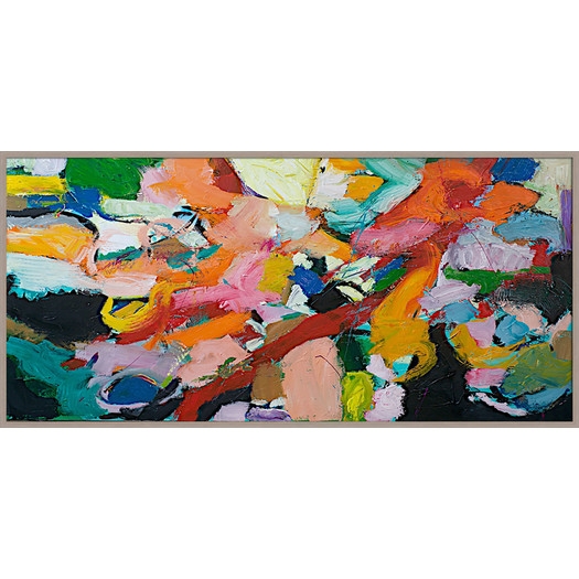 Brush of Color Abstract GiclÃ©e Framed Painting Print - 21.65" H x 45.28" W x 1" D - Image 0