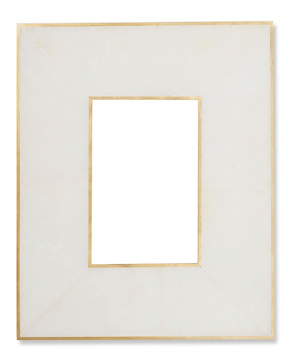Brass Bordered Stone Picture Frame, White - 4" x 6" - Image 0