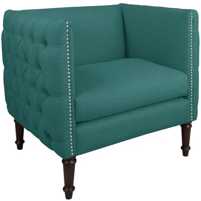 Linen Nail Button Tufted Arm Chair - Image 0