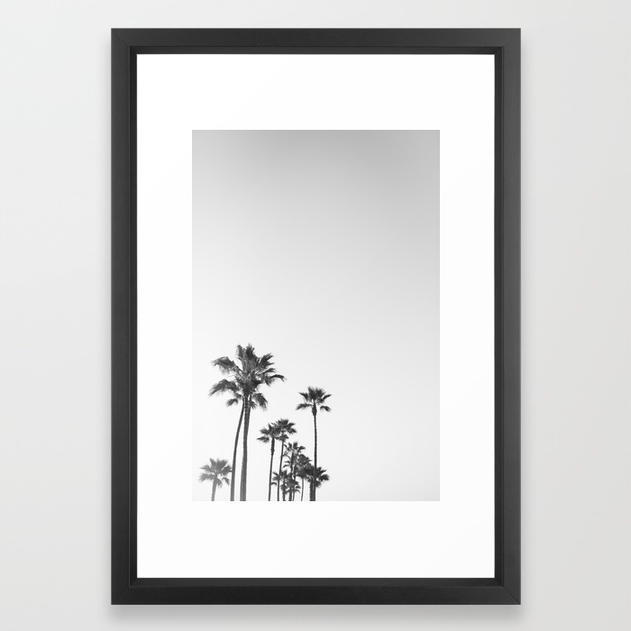 Black and White California Palms - FRAMED ART PRINT	/ VECTOR BLACK SMALL (15" X 21") - Image 0