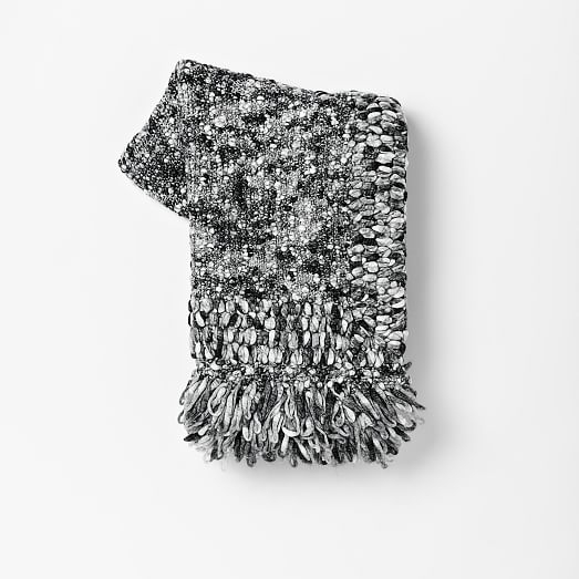 Looped Tassel Throw-Black/Gray - Image 0