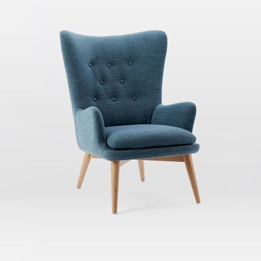 Niels Wing Chair - Regal Blue (Linen Weave) - Image 0