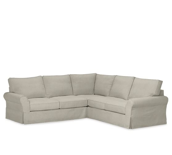 PB Comfort Roll Arm Slipcovered 3-Piece L-Shaped Sectional - Image 0