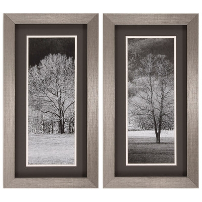 Black and White Trees 2 Piece Framed Photographic Print Set - 26" H x 14" W - Image 0