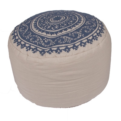 Inspired Floral Cotton Pouf Ottoman - Image 0