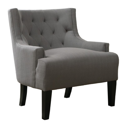 Bobkona Ansley Blended Linen Arm Chair - Grey - Image 0