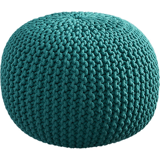 Knitted teal pouf - Image 0