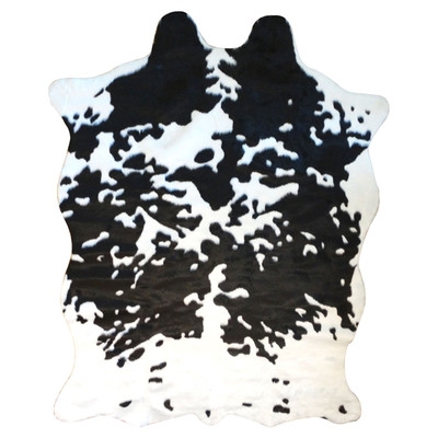 Animal Hide Black & White Cow Fur Area Rug - Image 0