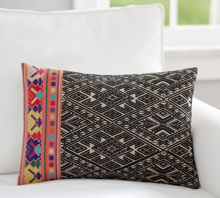 Mila Embroidered Lumbar Pillow Cover - 14" x 20" - Insert sold separately - Image 0