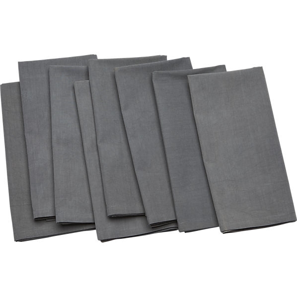 Set of 8 poplin grey napkins - Image 0