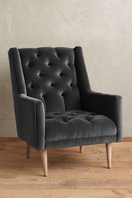 Velvet Booker Armchair - Charcoal - Image 0