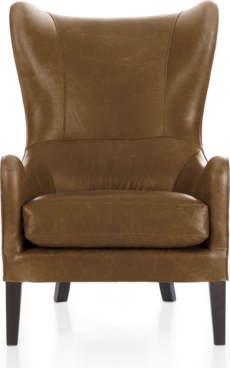 Garbo Leather Wingback Chair - Chestnut - Image 0