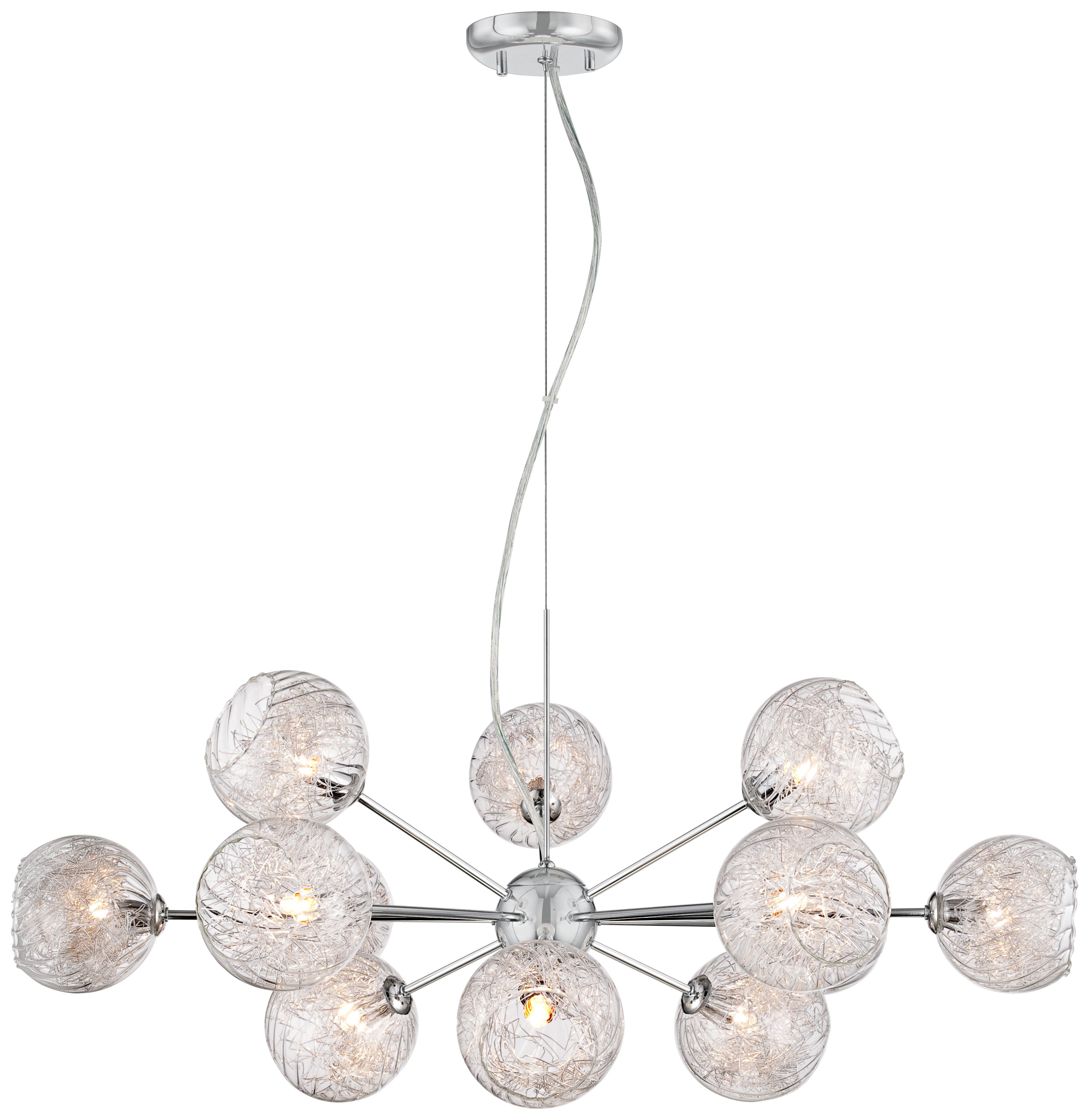 Possini Euro Wired 32" Wide Glass and Chrome Chandelier - Image 0