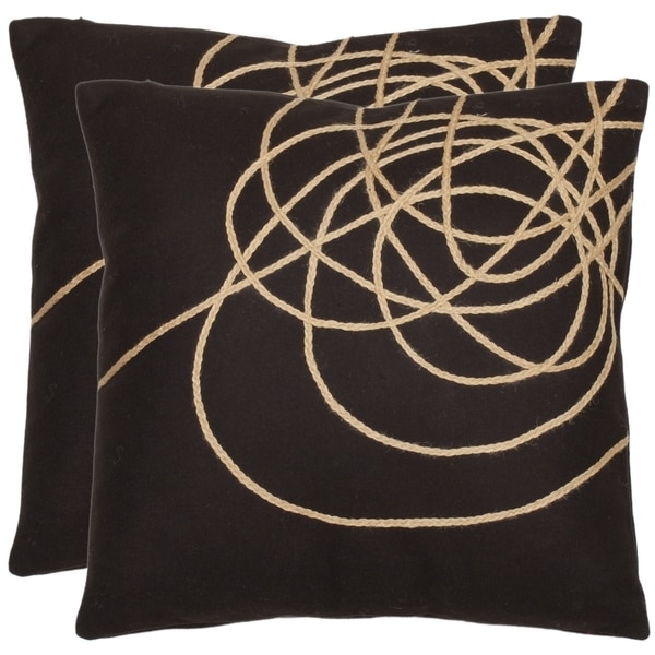 Safavieh Swirls 18-inch Brown/ Tan Decorative Pillows - Set of 2 - Polyester Insert - Image 0