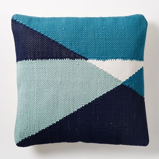 Chindi Colorblock Pillow Cover - Blue Teal - 20''Sq. - Insert Sold Separately - Image 0