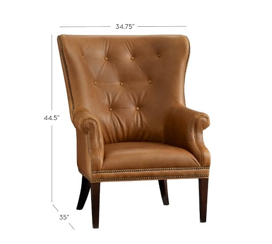Hatton Tufted Wingback Leather Chair - Image 0