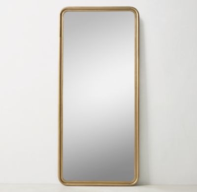 ROUNDED EDGE METAL TRIM LEANER MIRROR - BRASS - Image 0
