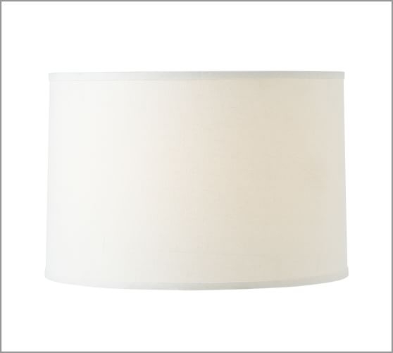 Straight Sided Linen Drum Lamp Shade - Large - White - Image 0
