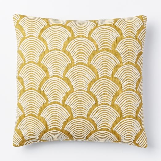 Crewel Deco Shells Pillow Cover - Horseradish - 18"Sq. - Insert sold separately - Image 0